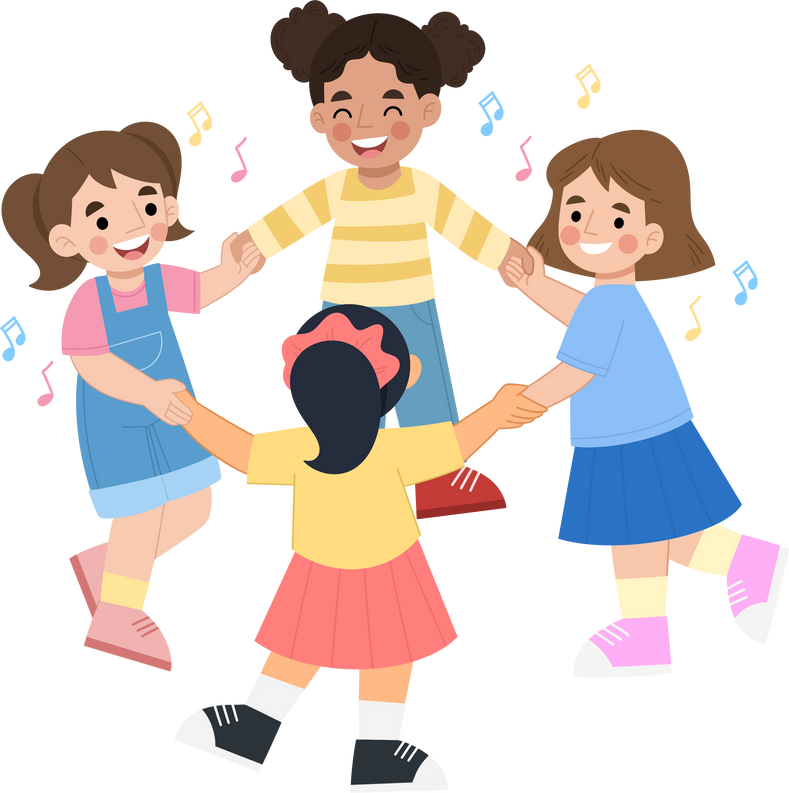 Illustration of happy children playing together